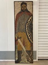 🔥 Monumental Vintage Old Mid Century Modern Viking Knight Mosaic Sculpture '50s picture