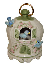 Vintage Schmid Animated Blue Birds in Cage Music Box picture