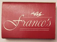 Vintage Franco's Restaurant full matchbox; 1980’s; NOS; See Pics; (Norwood, MA) picture