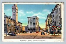 Worcester MA-Massachusetts, Main Street From City Hall Vintage Souvenir Postcard picture