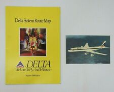 Vintage 1998 Delta System Route Map Disney Graphic & DC8 Airplane Postcard picture