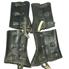 4 Swiss Army Spats 1957/1958/1968,1969, Black Leather Boot Gaiters Very Rare picture