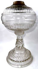 Antique RIVERSIDE RIB and PLAIN  BAND Kerosene / Oil Stand Lamp Clear Glass 1883 picture