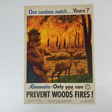 Vintage 1953 Smokey The Bear Poster Prevent Woods Fires Forestry Safety Campaign picture