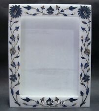 10 x 8 Inches White Marble Giftable Piece Floral Pattern Inlay Work Photo Frame picture