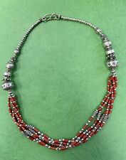Antique Old Eastern mediterranean natural Red coral Silver  Yamani necklace,  R2 picture