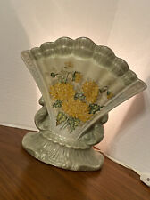 Vintage Handmade Painted 1956 Signed Collins 1956 Fan Flower Ceramic Table Lamp picture
