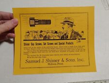 Vtg Samuel J. Shimer & Sons Milton PA Screw Machine Product Advertising Ephemera picture