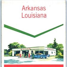 1958 Arkansas / Louisiana Sinclair Oil Road Map AK Gas Service Station CRISP 4C picture