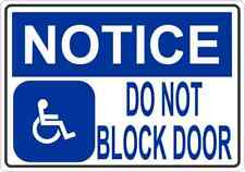 5x3.5 Notice Do Not Block Door Sticker Vinyl Vehicle Stickers Handicap Car Sign picture