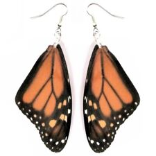 Danaus plexippus forewing orange monarch butterfly wing earrings picture