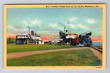 Manitowoc WI-Wisconsin, Loading Freight Cars, Antique Vintage Souvenir Postcard picture