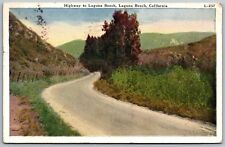 Vtg California CA Highway Road To Laguna Beach 1920s WB View Postcard picture