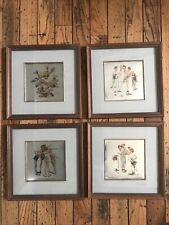 RARE NORMAN ROCKWELL FOILCRAFT PRINTS 1960s SET OF 4 SEASONS IN SPORTS  picture