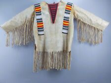 Vintage Native American Crow (?) War Shirt with Beaded Cross Shoulder Strips picture
