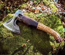 HAND FORGED NORSE CELTIC Carbon Steel Viking Axe VALHALLA  AXE Throwing W/Sheath picture