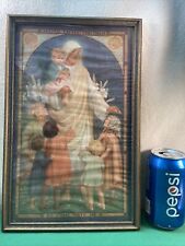 Vtg 20-30’s Wavy Glass Framed JESUS LITTLE CHILDREN COME UNTO ME Print Religious picture