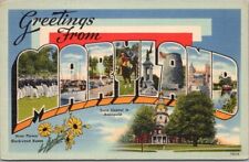 Vintage 1945 MARYLAND Large Letter Postcard State Capitol & Flower Tichnor Linen picture