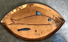 Vintage Mid Century Modern Enamel Fish On Copper Wall Hanging picture