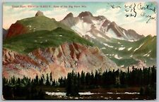 Cloud Peak Apex Of Big Horn Mountains Wyoming 1908 Postcard RPO Cancel picture