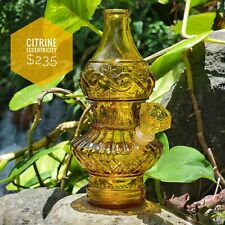 Vintage Upcycled RARE Golden Pressed Glass Bottle Bong picture