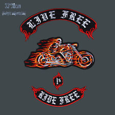 Huge Ride With Flame 12'' Inches  Embroidery Patches MC RIDE FREE Motorcycle picture