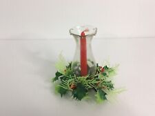 Vintage Bea West Christmas Hurricane Candle In Box Plastic Greenery Hong Kong picture