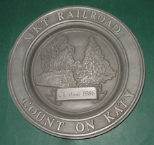 MKT Railroad Count on Katy Pewter Plate Christmas 1986 Metal 9 1/2” Diameter picture