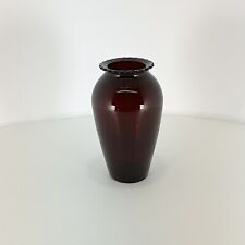 Vintage Ruby Red Glass Vase Nine Inches Tall Beautiful Vase Dark Red picture
