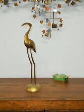 COOL,  LARGE JERE ERA STANDING CRANE HEAVY BRASS EXCELLENT picture