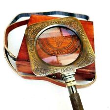 Antique Vintage Brass Henry Hughes Desk Magnifier Folding Magnifying Glass Gift picture