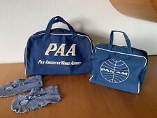 VTG Pan American Pan Am World Airways Lot Of 2 Carry On Bags + Socks picture