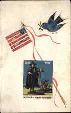Newark New Jersey NJ Stamp Art Handmade American Flag 250th Anniv c1916 Postcard picture