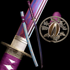 Purple Katana 1095 Carbon Steel Battle Ready Japenese Samurai Sharp Sword picture