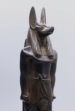 ANCIENT EGYPTIAN STATUE ANTIQUES ANUBIS GOD DEITY EGYPT BLACK STONE picture