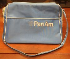 Vintage PAN AM Airline Light Blue Canvas Carry On Duffle Flight Bag Pilot picture