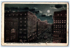 1919 Main Street, South from Post Office By Moonlight Springfield MA Postcard picture