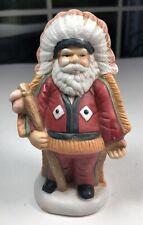 Vintage Hand Painted Ceramic Indian Chief Santa w/ Headress 5