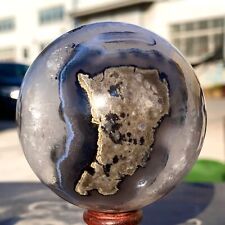 1.18LB Natural black agate ball quartz crystal specimen from Mexico picture