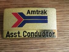 Amtrak Conductor Hat Cap Badge Plate Pin Railroad Assistant picture