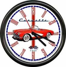 Licensed 1960 Red Corvette Convertible Chevrolet General Motors Sign Wall Clock picture
