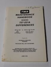TWA MAINTENANCE HANDBOOK BOEING 727-231A DIFFERENCES JUNE 1979  picture