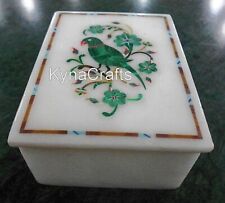 5 x 3.5 Inches White Marble Jewelry Box Nature Pattern Inlay Work Giftable box picture