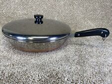 Vintage Revere Ware 1801 Copper Bottom 12 Inch Skillet with Lid FRY PAN picture