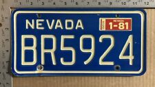 1981 Nevada license plate BR 5924 Clark OLD SCHOOL BLUE 10580 picture