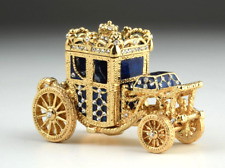 Keren Kopal Golden Blue Carriage trinket box Decorated with Austrian Crystals picture