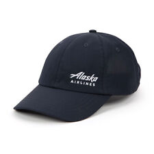 Alaska Airlines Navy White Embroidered Side Logo Adjustable Baseball Cap Hat New picture