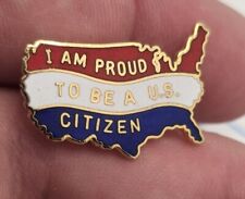 VTG Lapel Pinback Hat Pin Gold Tone I Am Proud To Be A U.S. Citizen. Citizenship picture