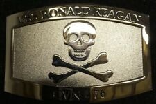 Belt Buckle Custom Chrome USS Ronald Reagan CVN-76 Chrome Skull & Crossbones New picture