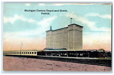 1916 View Of Michigan Central Depot Station & Sheds Detroit MI Antique Postcard picture